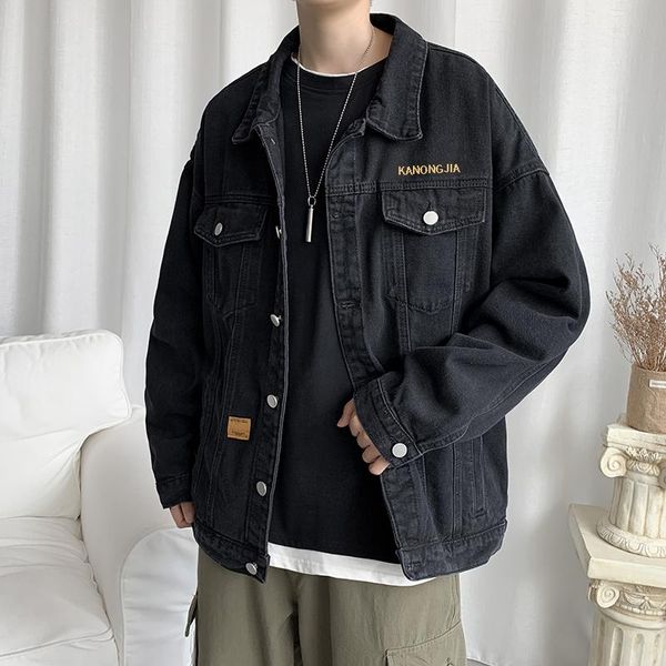 

men's jackets big size jacket men style buttons black casual streetwear denim fashion clothing bg50js, Black;brown