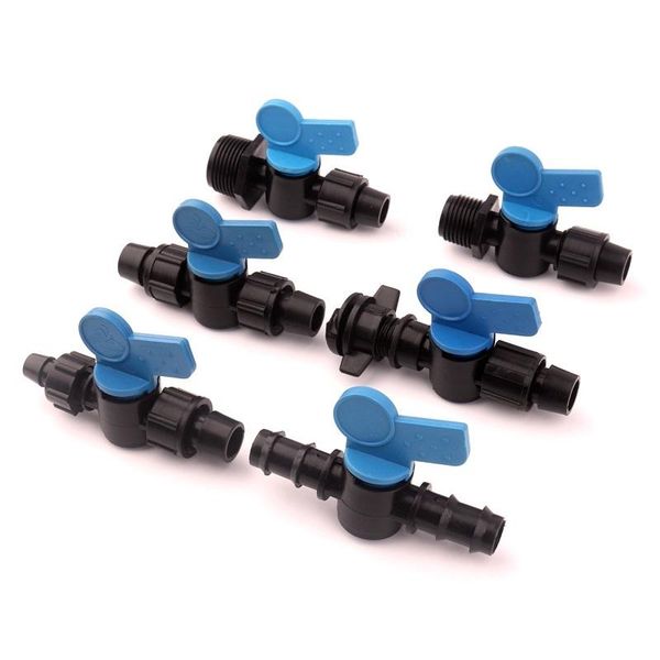 

2pcs 16mm pe pipe connectors mini ball valve irrigation drip hose nut lock connector joints hi-quality tube water switch watering equipments