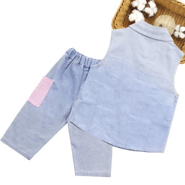 

girls denim clothes patchwork clothes for girls denim vest + short tracksuit girl summer tracksuit kids 6 8 10 12 14, White