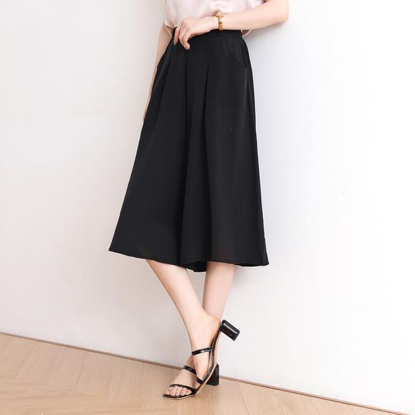 

women's pants & capris [ summer products] jinju elastic waist solid color pocket mulberry silk casual, Black;white