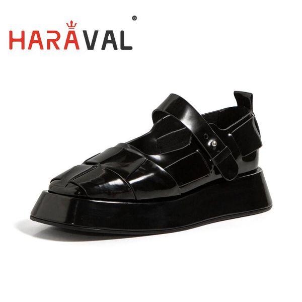 

dress shoes haraval women pumps thick heels genuine leather elegant fashion black white office & career solid buckle strap b287