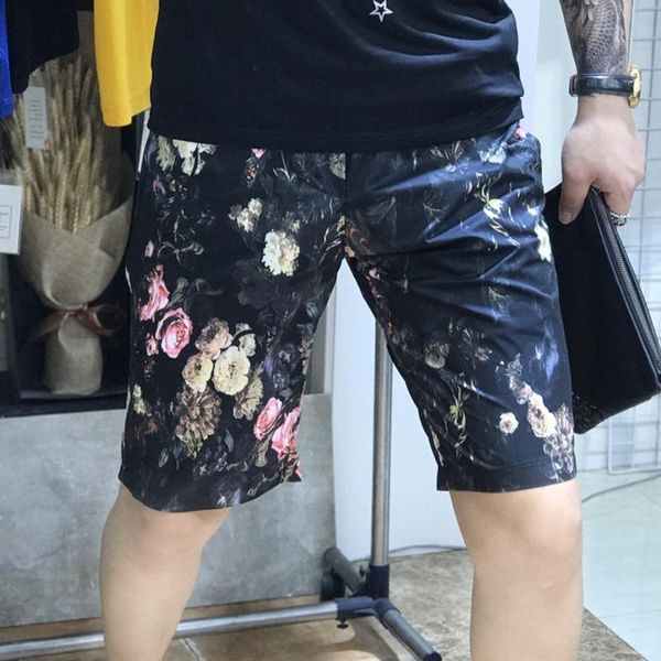 

men's shorts floral short men summer leisure trend beach rose mens social club outfits hombre casual clothing 2021, White;black
