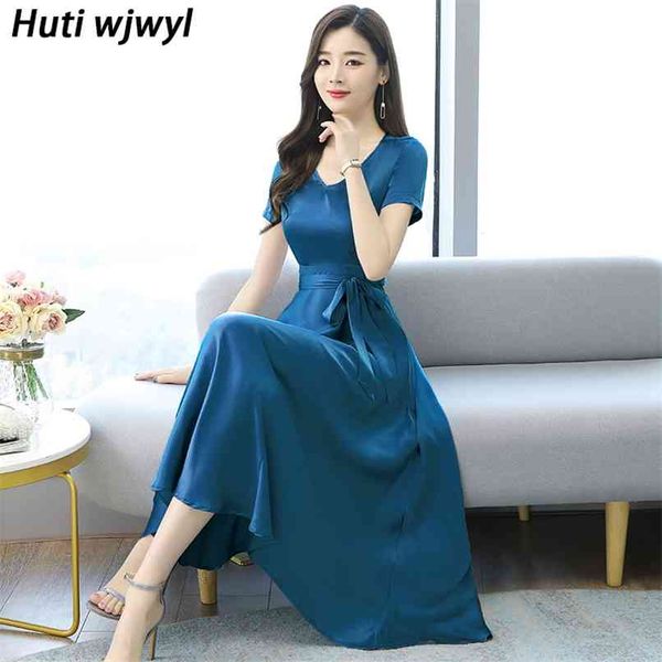 

vintage solid satin acetate boho sundress 3xl plus size summer beach midi dress women black bodycon party maxi vestidos 210528, Black;gray