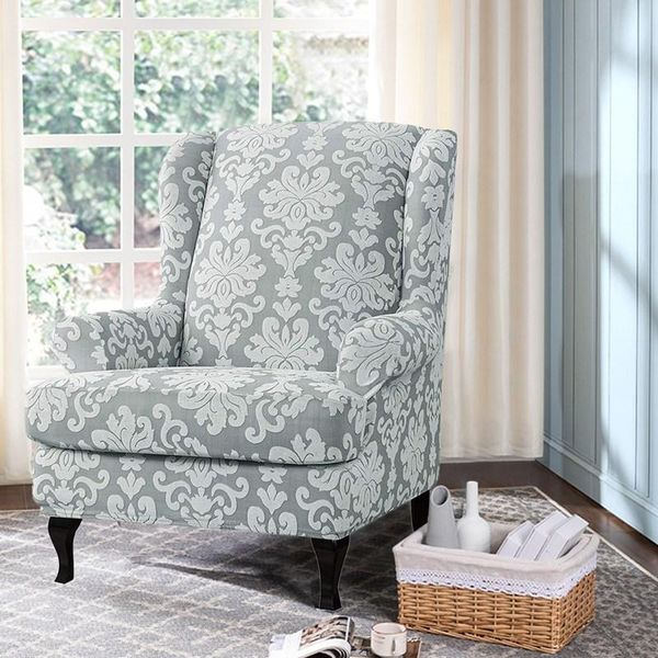 

thicken jacquard floral wing chair cover spandex stretch sofa armchair slipcover wingback lounge cushion funda silla covers