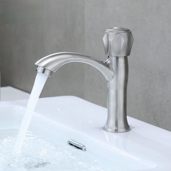 

stainless steel diamond wheel bathroom cabinet basin single cold faucet wash table sink faucets
