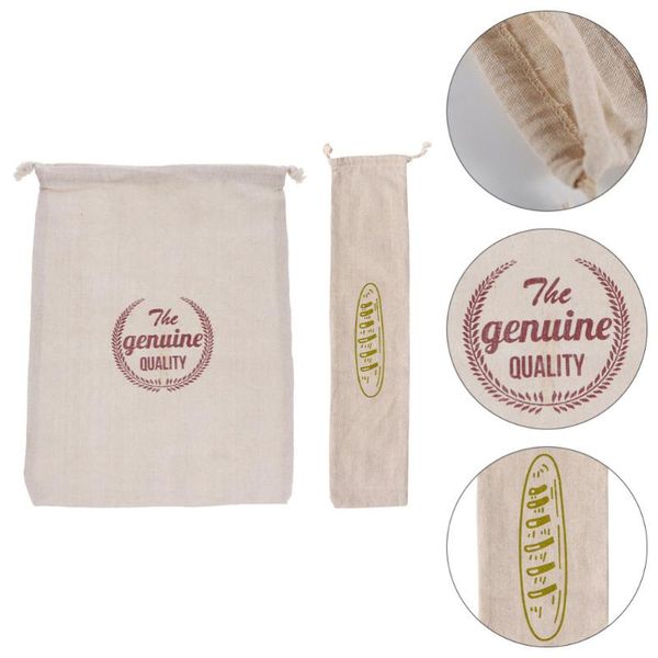 

gift wrap 2pcs drawstring baguettes bags linen bread for home (assorted color)