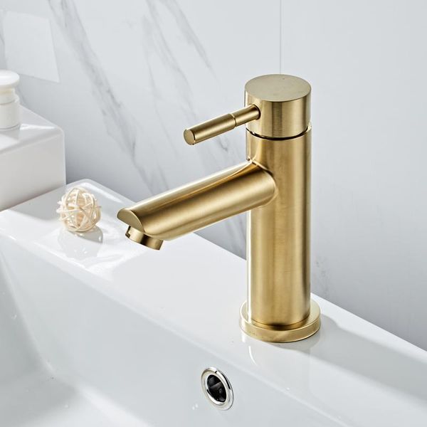 

solid brass bathroom faucet basin and cold water mixer single handle sink deck mounted polished gold fauce faucets