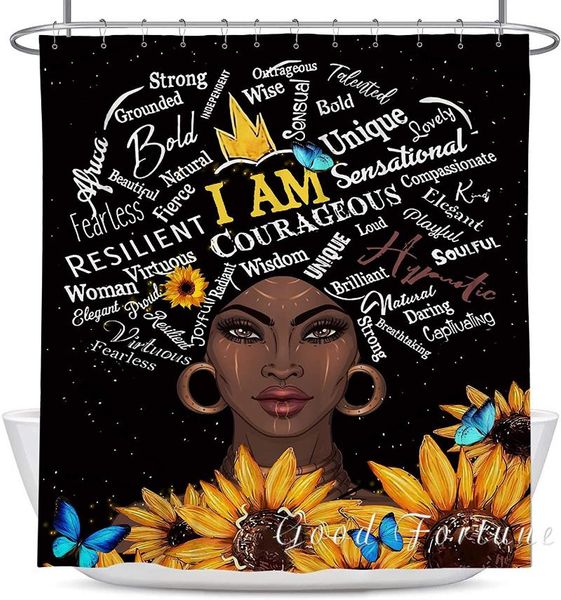 

shower curtains african women and sunflower curtain polyester fabric waterproof bathroom decoration