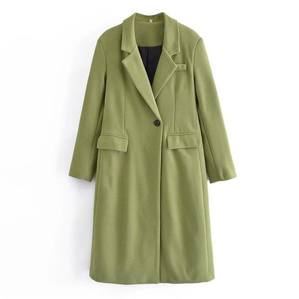 

women's wool & blends zxqj vintage women solid woolen coat 2021 winter fashion ladies pocket long coats streetwear female turn down col, Black
