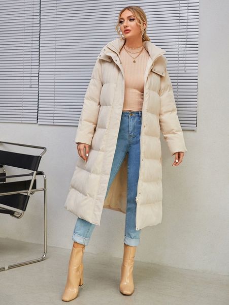 

zip up snap button hooded puffer coat z5gd#, Black