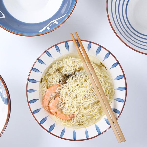 

bowls hand-painted japanese-style noodle bowl, ceramic tableware, bowl and dish set, household restaurant hat large soup