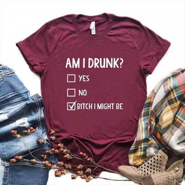 

am i drunk print women t shirt cotton casual funny yong girl tee a 1303, White
