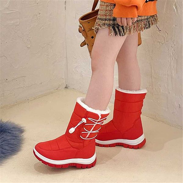 

boots winter kids snow girls warm fur antiskid outsole plus size 28 to 36 red children shoes enfant, Black;grey