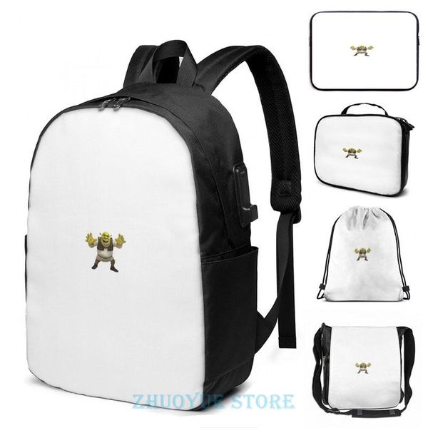 

backpack funny graphic print scary shrek usb charge men school bags women bag travel laptop