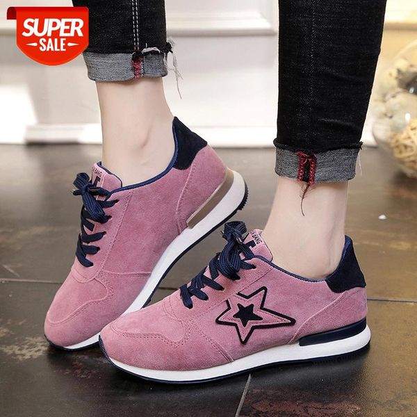 

2020 new genuine leather women sneakers fashion pink shoes for women lace up white shoes creepers platform size 35-40 #5b5o