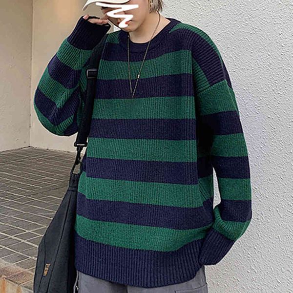 

women's sweaters female sweater with green striped mesh, winter casual sweaters, large-size baggy sweater, for autumn 9b50, White;black
