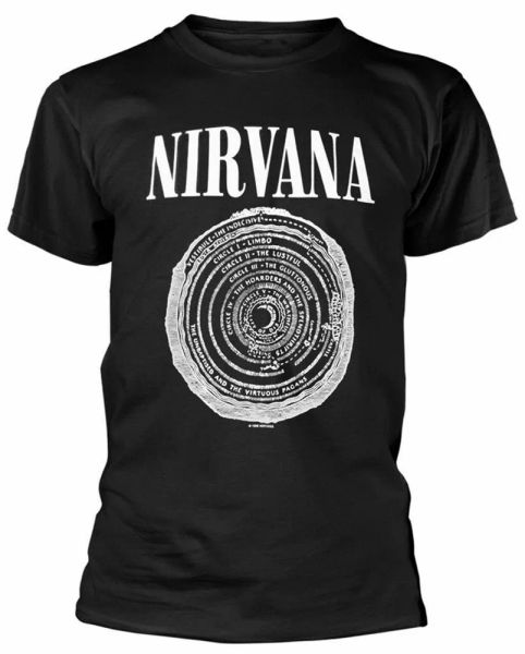 

official nirvana t shirt in utero circle classic mens grunge rock metal black, White;black
