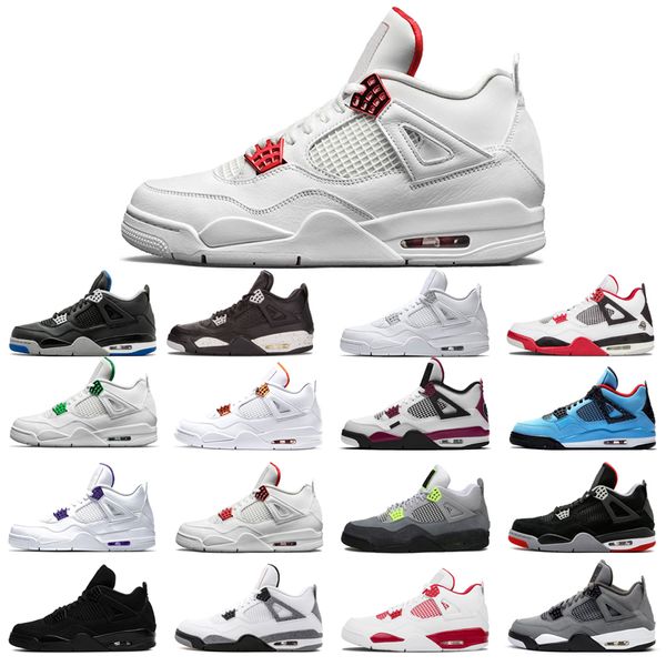

man's basketball shoes 4s high cut black cat court purple university red neon alternate motorsport orange metallic white cement oreo pi