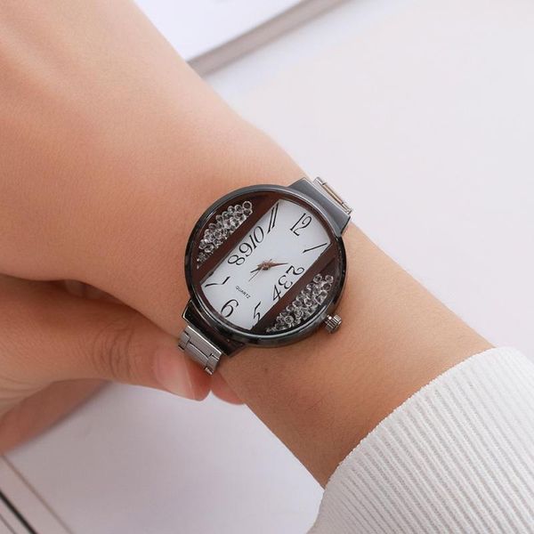 

wristwatches luxury ladies quartz watch women's steel strap casual wristwatch female gold dress clock hours rhinestone reloje drop shop, Slivery;brown
