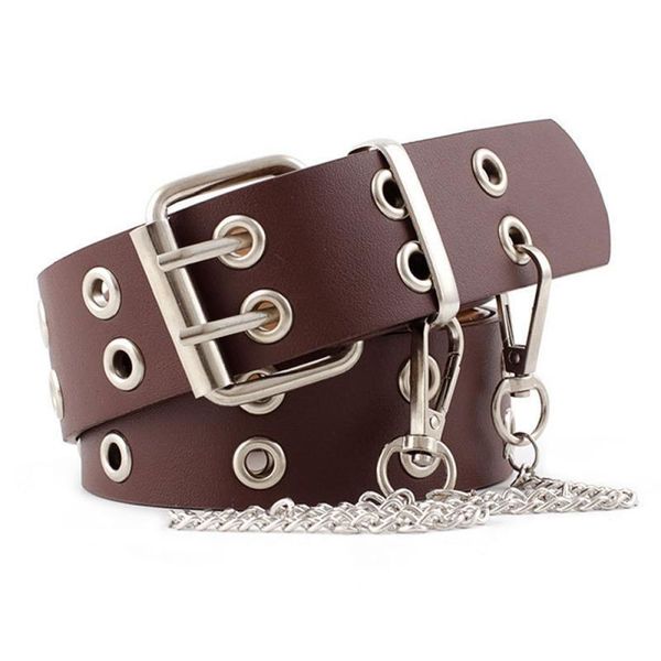 

women's leather belt imitation needle buckle punk style korean jeans fashion chain ladies clothing accessories belts, Black;brown