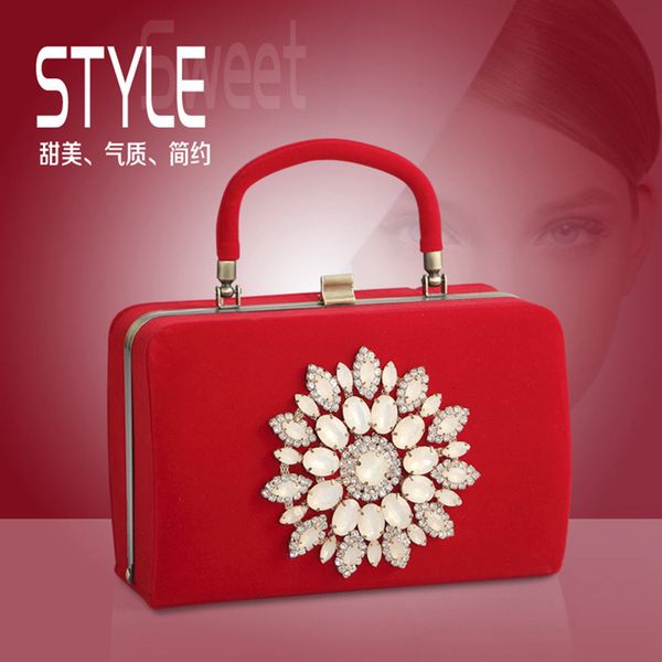 

evening bag women's handbag large capacity inlaid celebrity dinner red foreign style simple