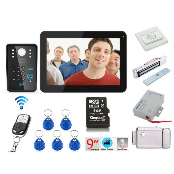 

home security 9 inch 900tvl rfid password recording video door phone intercom rainproof night vision with wireless remote contro phones