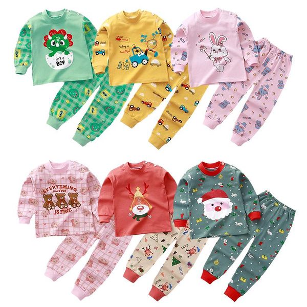 

clothing sets andy papa toddler boys girls christmas kids spring and autumn cotton cartoon pajamas child 2pcs/suit + pants, White