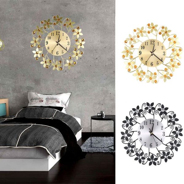 

acrylic mirror wall clock wrought iron diamond fashion bedroom silent metal dining room decoration 40# clocks