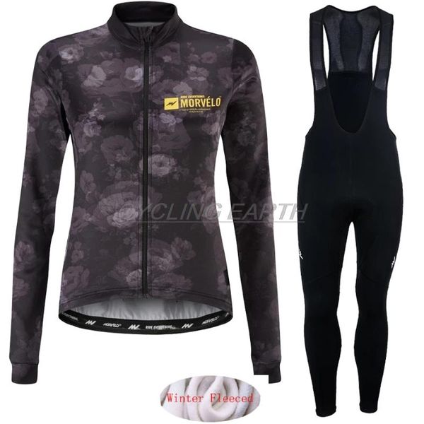 

team winter 2021 women cycling jersey bike pants set mens ropa ciclismo thermal fleece bicycle clothing wear racing sets, Black;blue