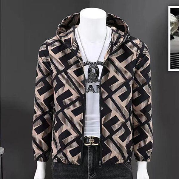 

new arrival mens jacket fashion plaid windbreaker jackets loose casual streetwear jackets coats zip up hoodies jackets for men, Black;brown