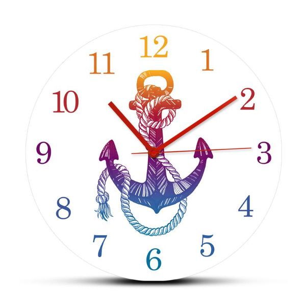 

vintage anchor sea minimalist quartz mute wall clocks ocean sailor sign home decorative rounded hanging watch navy gift