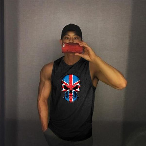 

brand workout gym mesh men tank fitness summer musculation clothing bodybuilding sport sleeveless shirt quick dry vest, White;black
