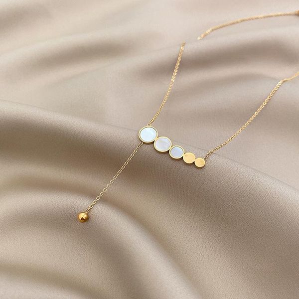 

chains meyrroyu stainless steel round enamel gold color necklace for women thin chain choker 2021 trend fashion jewelry gift party, Silver