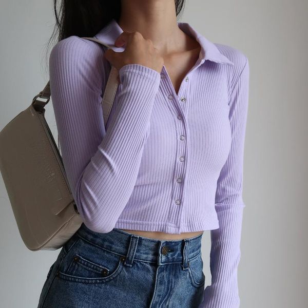 

europe american sailor collar solid color buttons slim high waist short single-breasted full sleeve shirt blouse women r3 women's blous, White