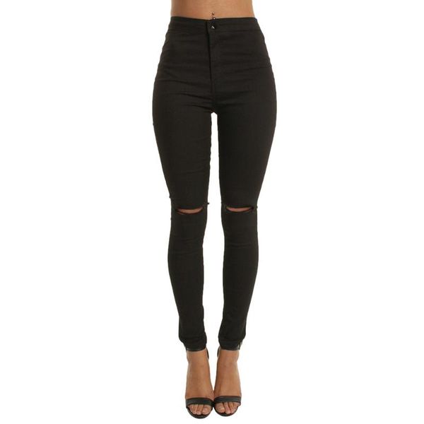 

women's jeans white black women ripped casual slim solid hole long zippers skinny pants daily trousers cd, Blue
