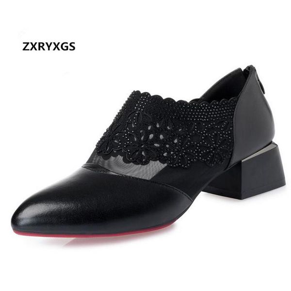 

dress shoes zxryxgs brand sandals cowhide mesh rhinestone women fashion 2021 summer pointed high heels, Black