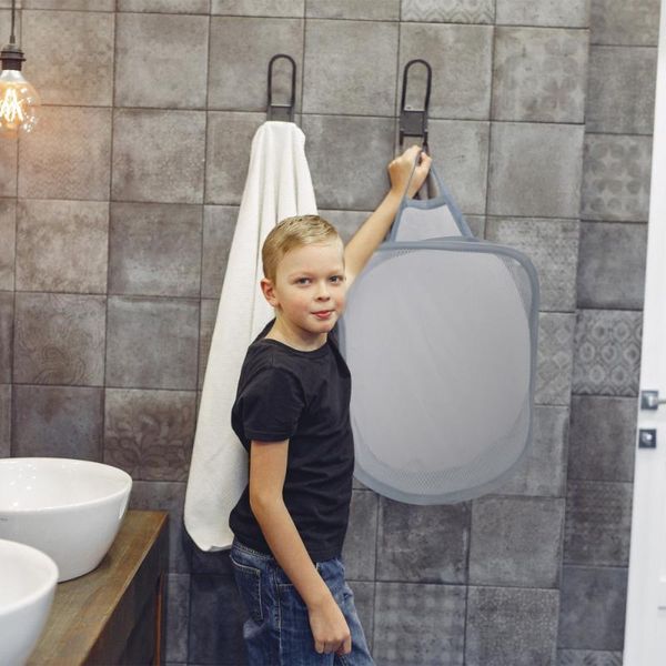 

storage baskets 1pc foldable laundry basket household bag hanging (gray)