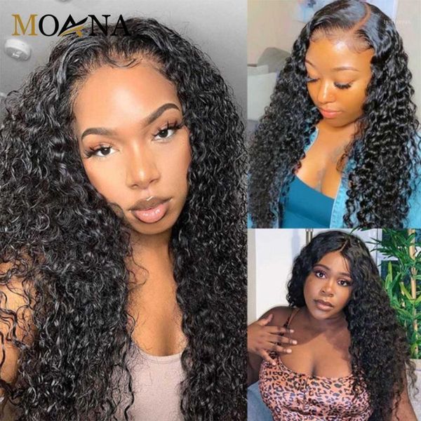 

deep wave curly u-part wig human hair pre plucked with baby wigs1, Black;brown
