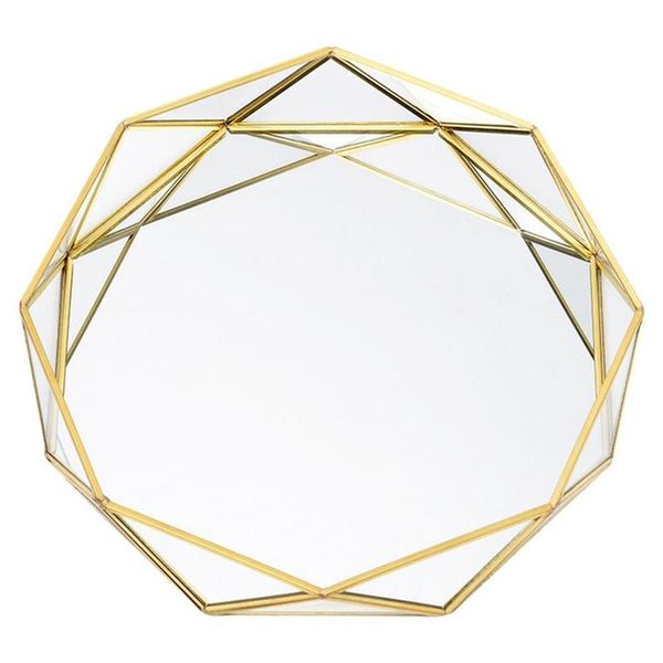 

bathroom storage & organization ins nordic golden western cake dessert plates geometric round glass plate cosmetic jewelry tray decoration s