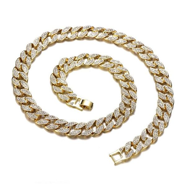

chains men's classic crystal zircon necklace retro curb chain charm fashion party banquet jewelry, Silver