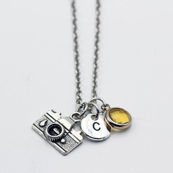 

pendant necklaces i love digital camera/birthstone necklace/a to z letters necklaces/pendant necklace/women fashion jewelry, Silver
