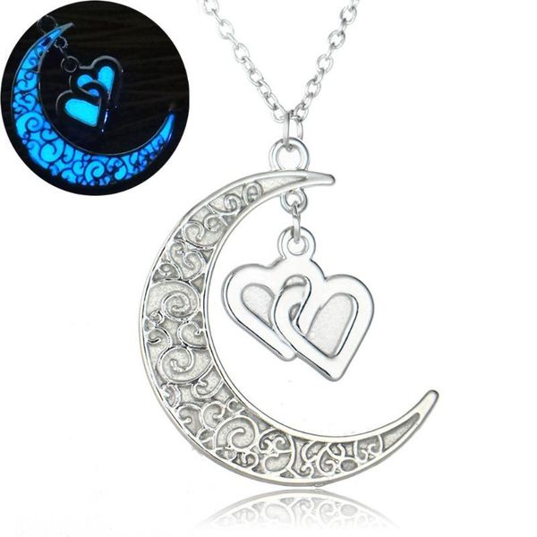 

pendant necklaces retro hollow moon luminous tree of life personality clavicle chain accessory necklace, Silver