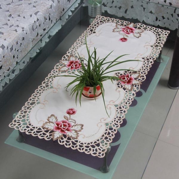 

mats & pads 1*tablecloth 40*85cm country style floral embroidered lace tablecloth table mat decor *reusable, stain resistant and washable.