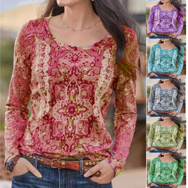 

women's t-shirt selling autumn winter 2021 base coat spring and printed national designer fashion long sleeve, White