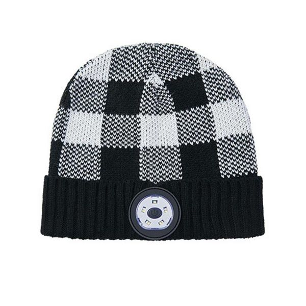 

cycling caps & masks led beanie hat with light usb rechargeable knitted hands 5 headlamp cap christmas gifts for run, Black