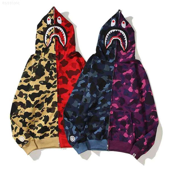 

jerseys hoodies 2021 spring fashion brand color blocking yin-yang camouflage cardigan zipper men's and women's lovers' jacket, Black