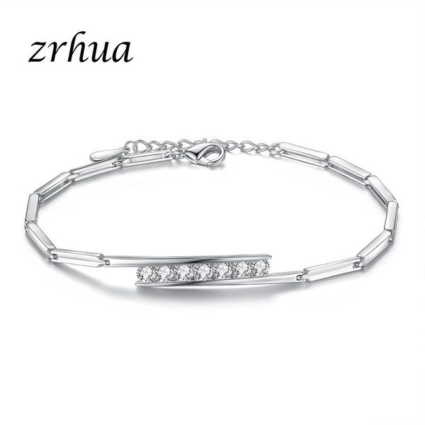 

link, chain zrhua 925 sterling silver bracelet elegant and luxurious style colorful flower shape for women girlfriend wedding party, Black