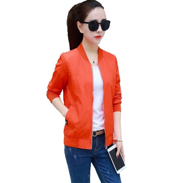 

women's jackets spring women jacket 2021 fashion wild slim short female loose thin long-sleeve stand collar ladies cw337, Black;brown