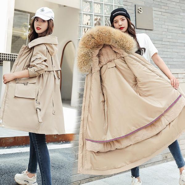 

women's down & parkas winter jacket women 2021 embroidery casual hooded warm cotton padde coat female loose black long parka mujer