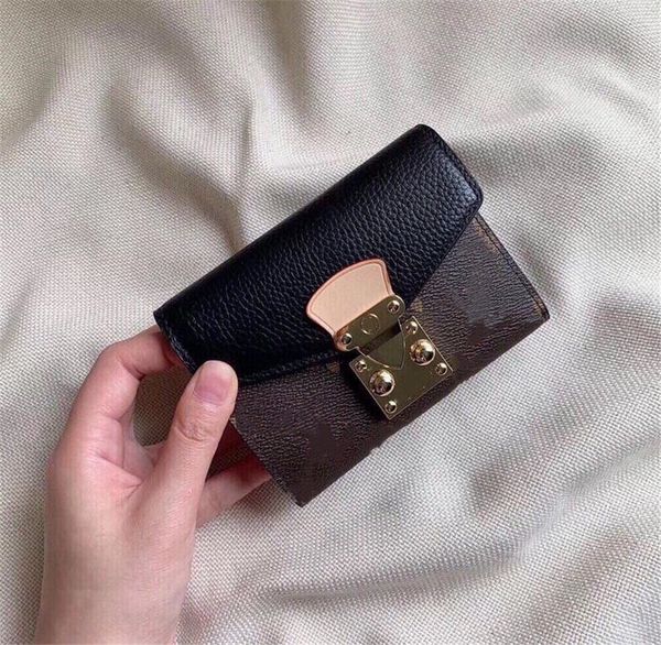 

famous brand mens womens wallets classic leather flower letter built-in clip coin purses designer bag card slots clutch bags ladies wallet p, Red;black